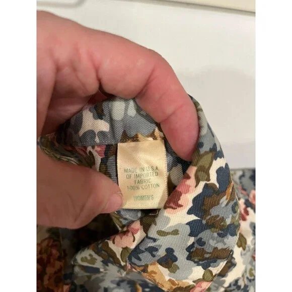 VTG LL Bean Cotton Floral Button Up Shirt 20 XXL Cottage Core Preppy Prairie - Picture 5 of 10